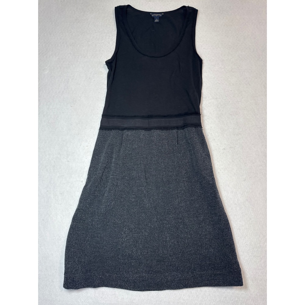 Banana Republic Womens Black Grey Mixed Media Wool Blend Sleeveless Dress Size 2
